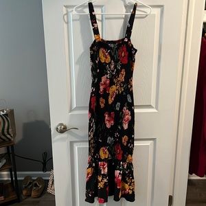 hello molly midi ruched floral dress